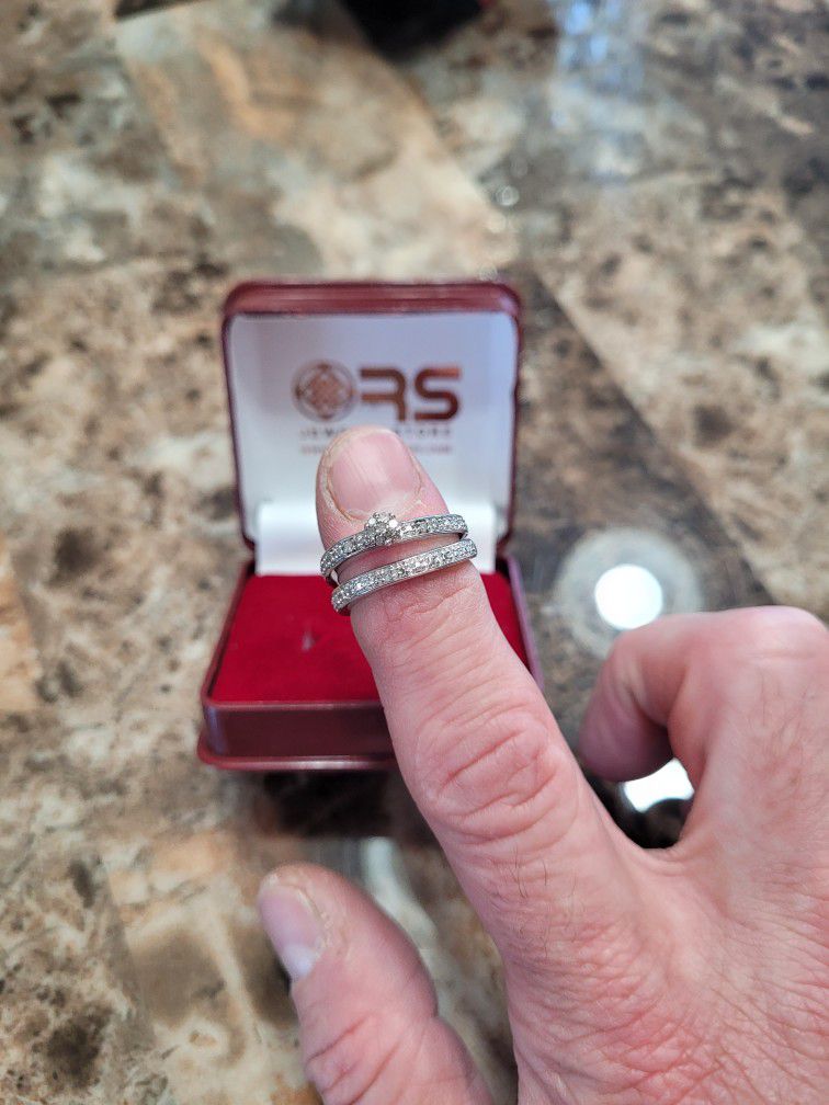 .25ct Diamond S925 Wedding Ring Set Size 6.5