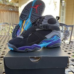 Nike Air Jordan 8 Retro GS Aqua Black 305368-006 Size 5Y/Women's Size 6.5