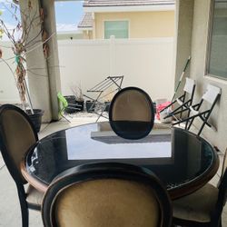Glass Top Round Dining Table With 4 Chairs 