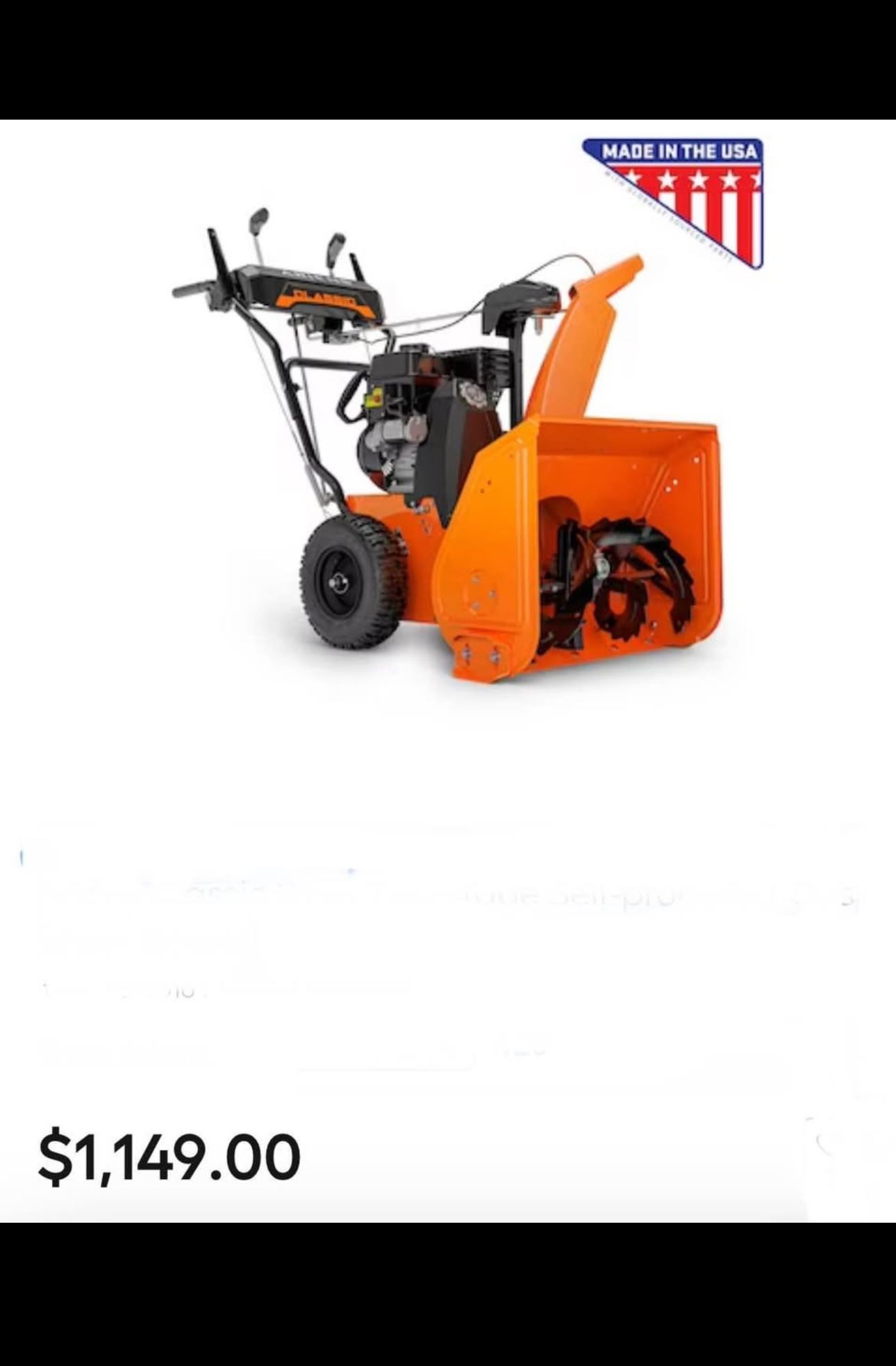 Gas Snow Plow/Blower- Self Propelled- Ariens Brand