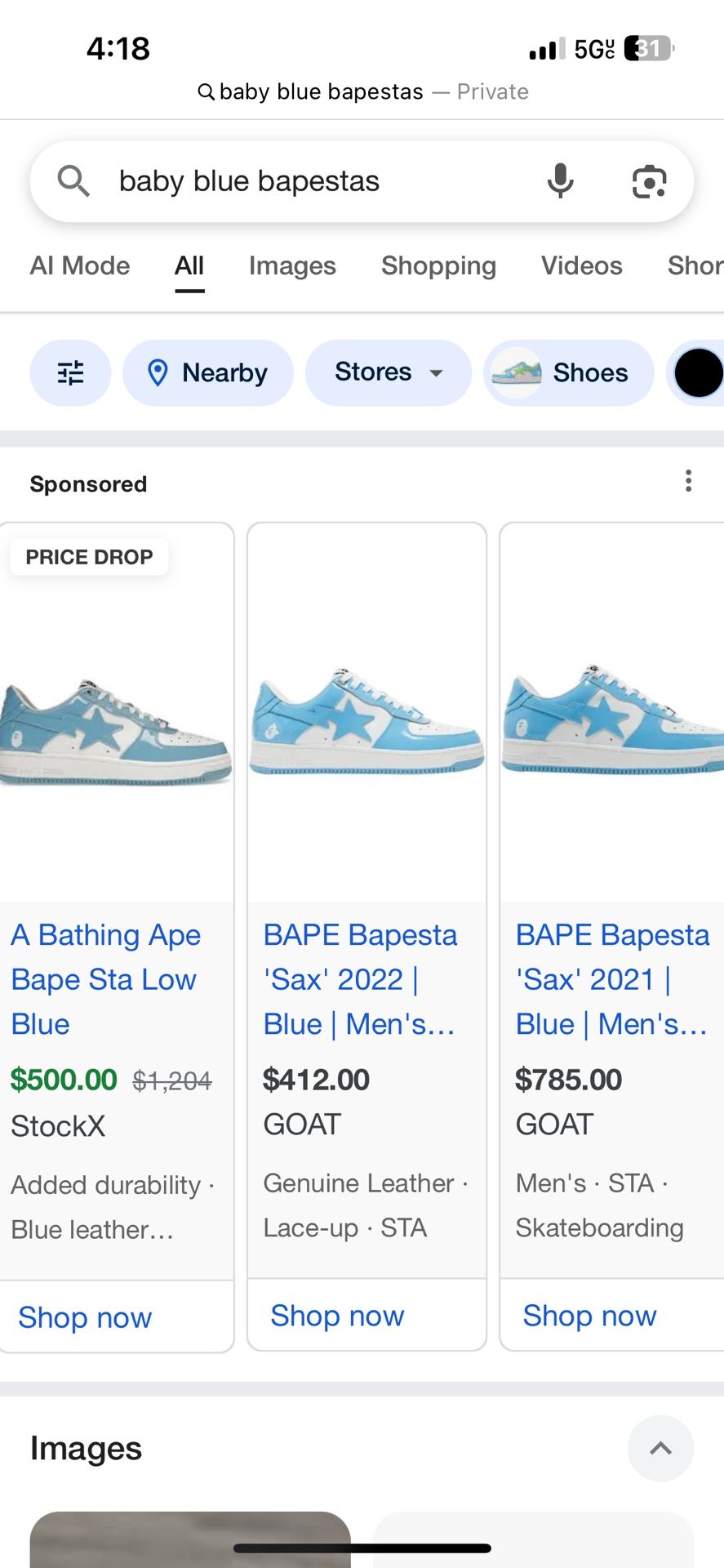 Wholesale Baby Blue Bapestas Size 12