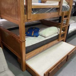 Triple Twin Bunk Bed With Mattress Included 