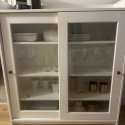 IKEA Hauga White Glass Cabinet with Adjustable shelves