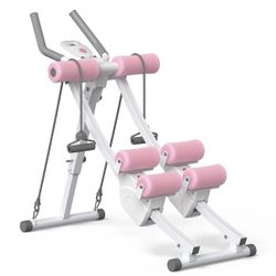 Pink And White Dual-Track Ab Machine with Separated Sliders for Advanced