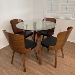 35” Round Mid-Century Modern Glass Dining Table