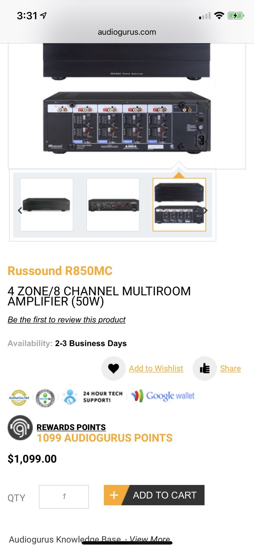 Russound R850MC power amplifier