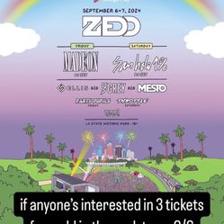 Zedd In The Park For Friday 9/6/24