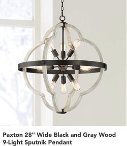 Paxton 28" Wide Black and Gray Wood 9-Light Sputnik Pendant