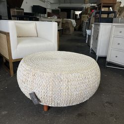 Gallerie Decor Bali Breeze Low Round Wood Accent Table in Whitewashed