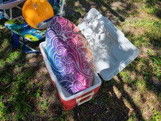 BEACH GEAR - CHAIRS - NEW SKIM BOARD AND NEW BEACH BALL - 32 QUART COOLER - ALL FOR ONLY $35