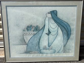 Large Framed Native American Style Print by Mullan – "Corn Maiden" (30" x 24")