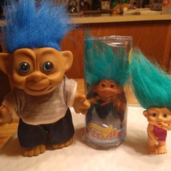 Three Vintage Troll Dolls 