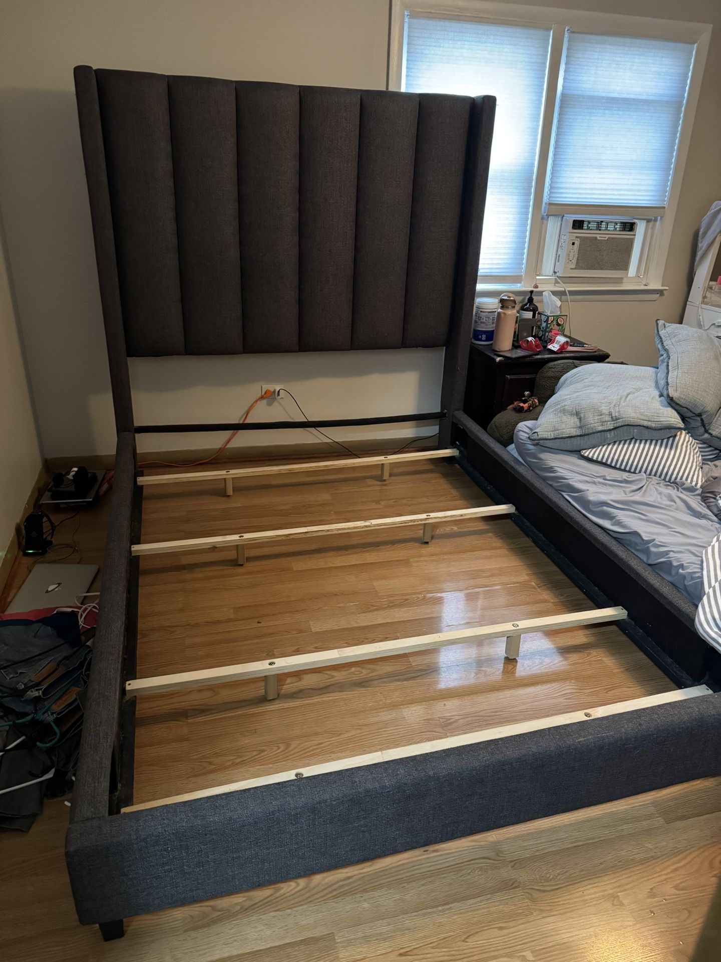 Elegant Queen Size Upholstered Bed Frame