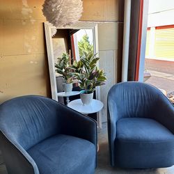 Mid-century Modern Swivel & Rocker Barrel Chairs – Set of 2 – Super Comfortable