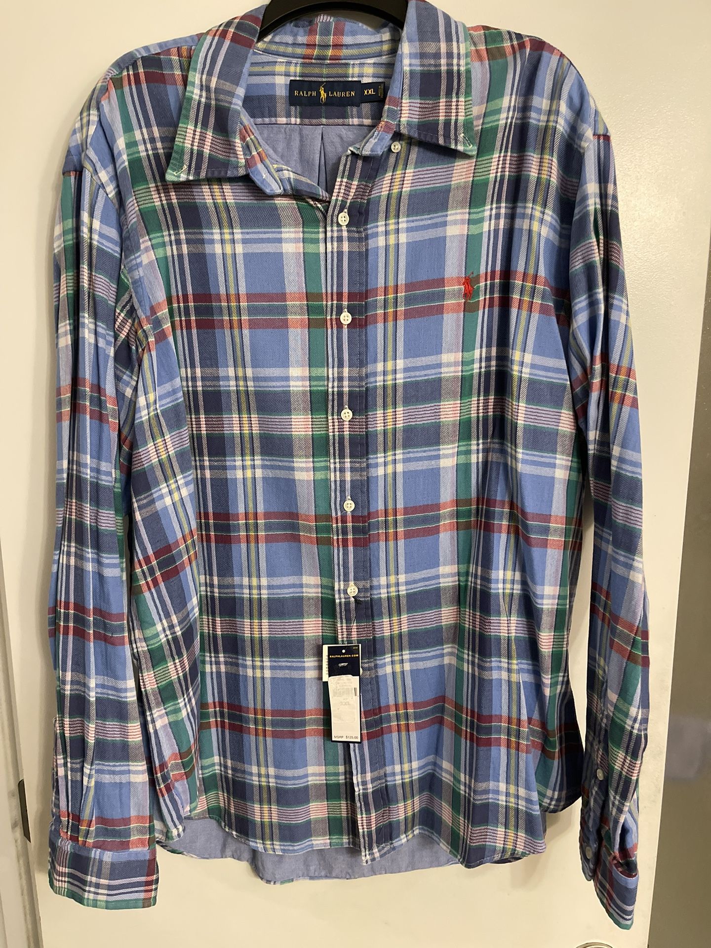 Polo Ralph Lauren Plaid Double Layer Lined Long Sleeve Button Down Shirt Men's