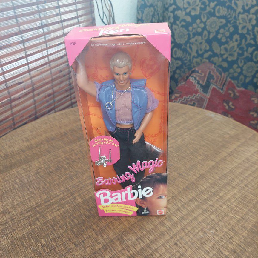 Rare Barbie Earring Magic Ken Doll Mattel 1992 Unopened Discontinued
