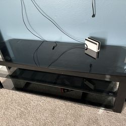Black glass tv stand