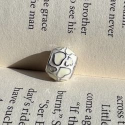 Handmade Heart Charm Bead, White Resin, European Style, Fits Pandora Bracelets
