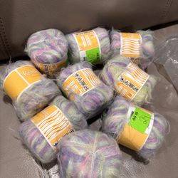 Knitting Brand Fuzzy Fur Nylon Yarn 12 g 65 yd Multicolor AT480-9 SKEINS!