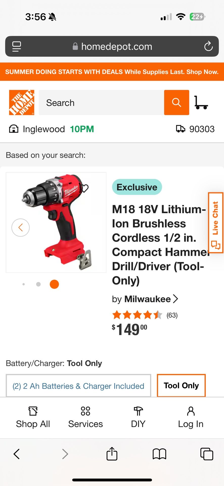 Milwaukee M18 Drill With Hammer