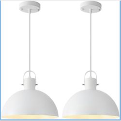 Brand New White Pendant Light 2 Pack, 11.8 Inch Dome Pendant Lights Kitchen Island, Farmhouse Pendant Lights for Kitchen Island, Dining Room, Living R