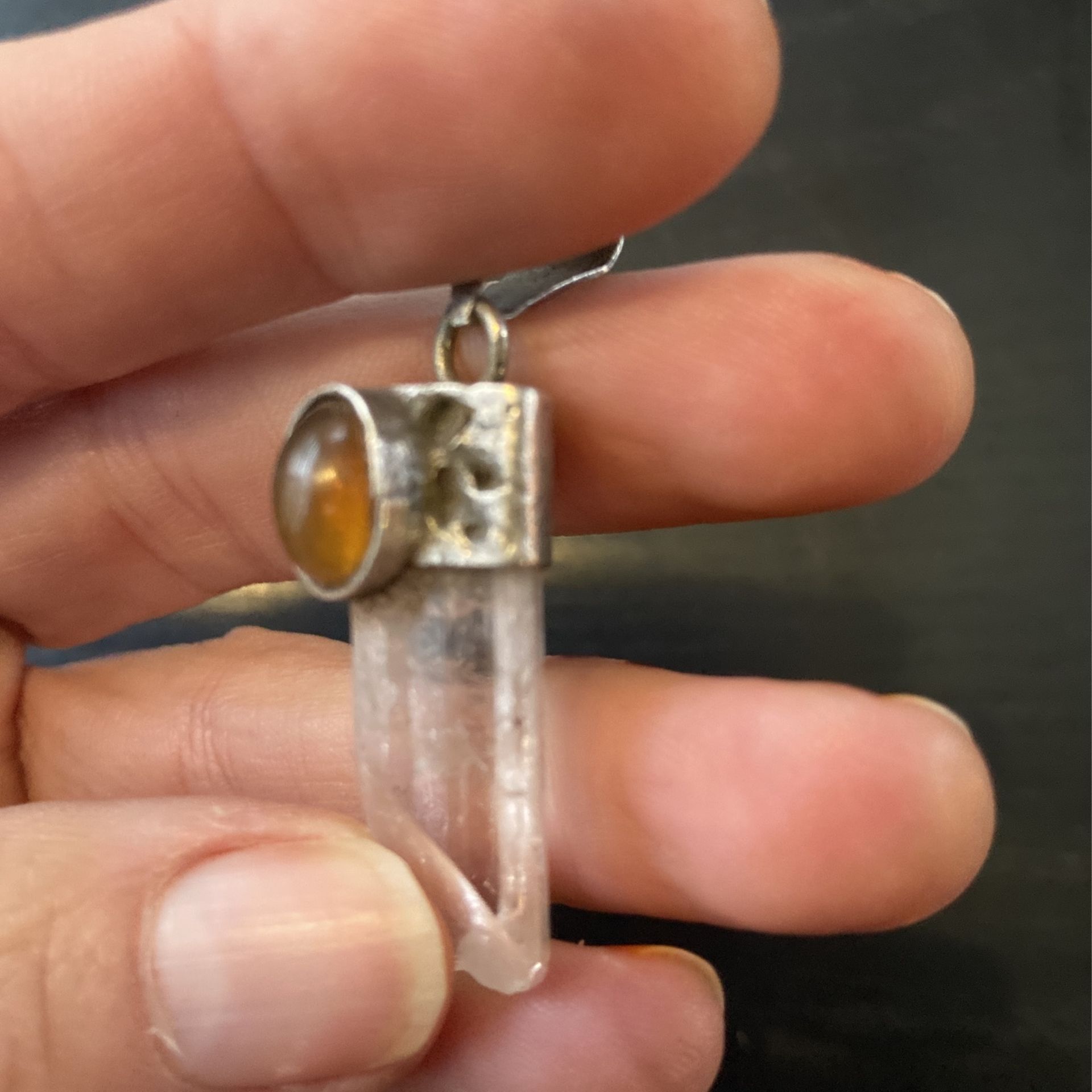 Danburite Sterling Silver pendant With Opal