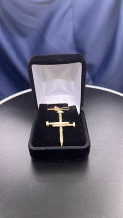 Gold Nail Cross Pendant