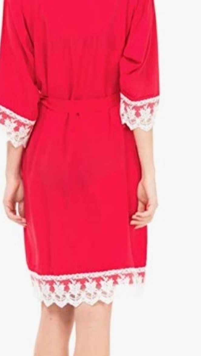 Robe With Trim Lace. (RED/LARGE)
