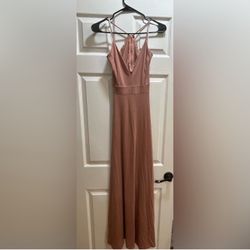 Womens Windsor Nude Pink Dress With Open Lace Back Size Small 