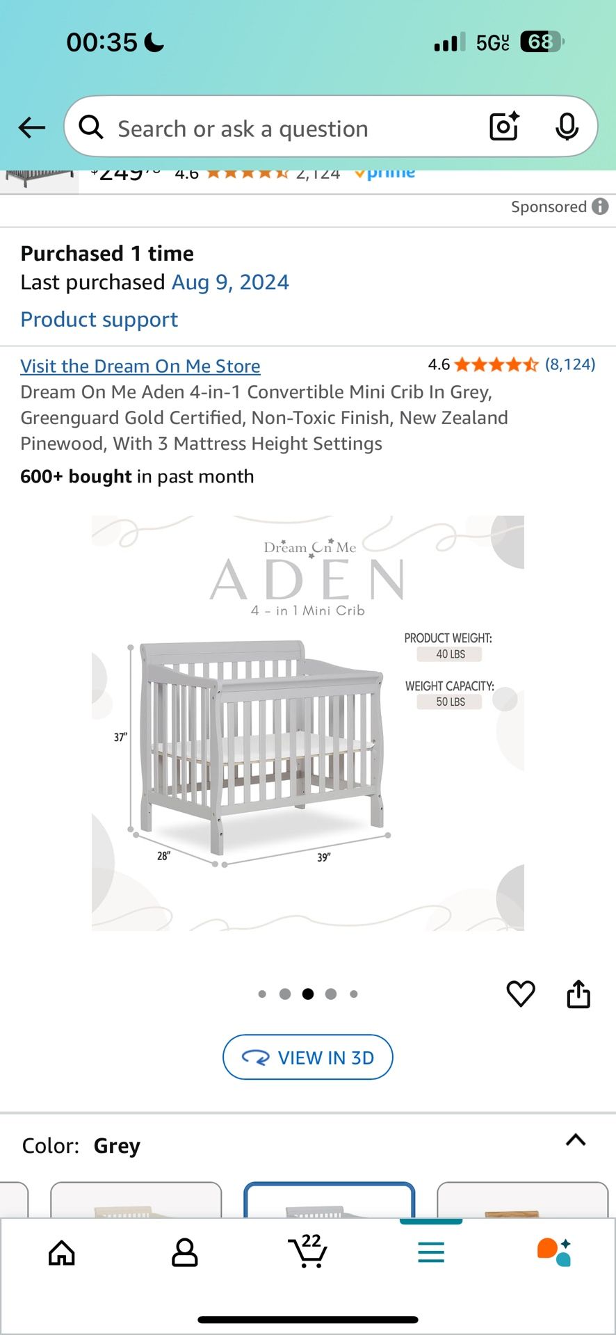 Dream-on-Me Aden 4-in-1 Convertible Mini Crib