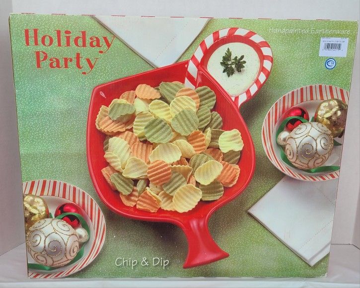 Le Gourmet Chef by Sakura Holiday Party Platter Large Red Chip N Dip New In Box