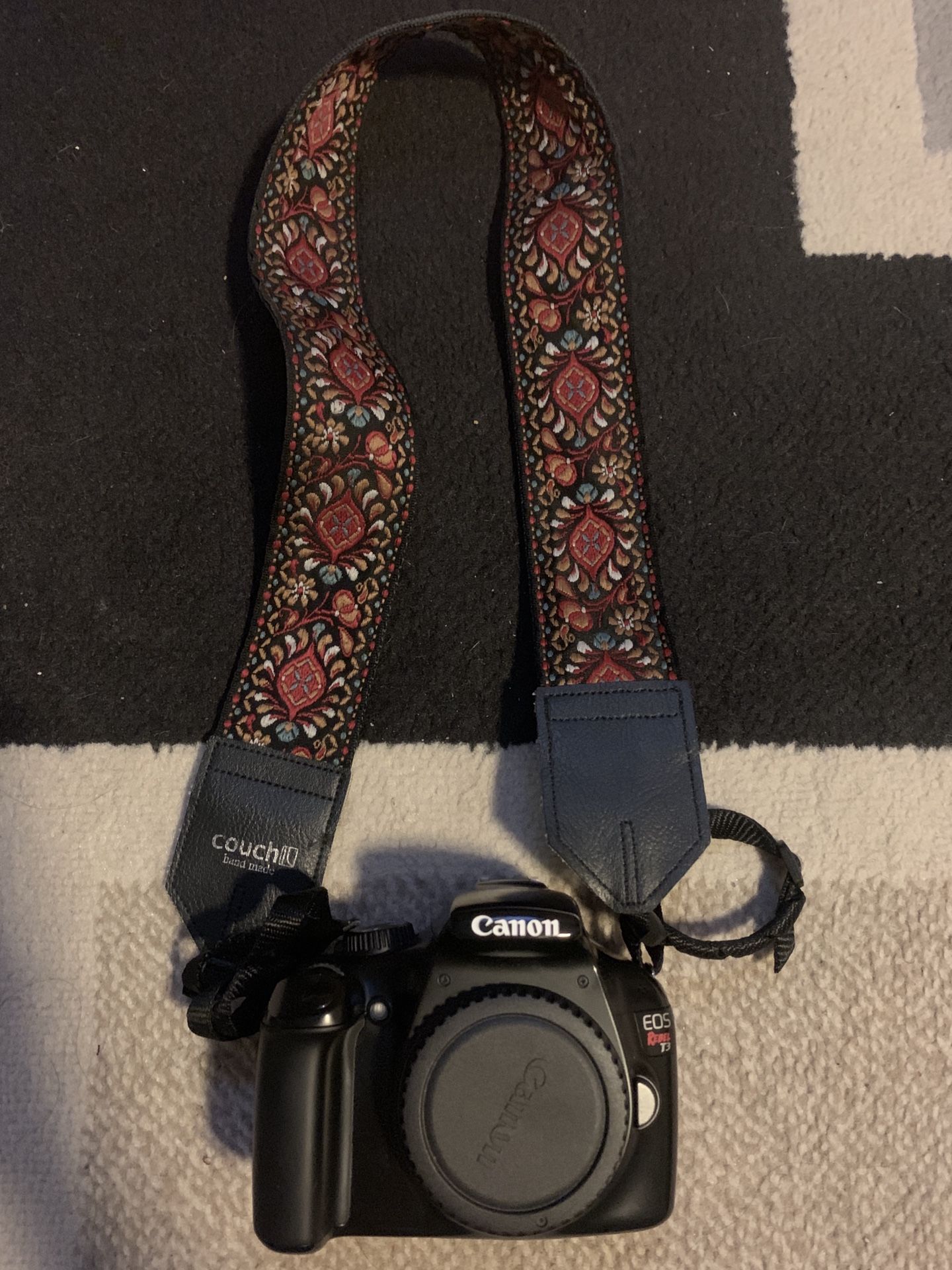 Canon Eos Rebel T3 Camera Body w/ Couch Camera Strap