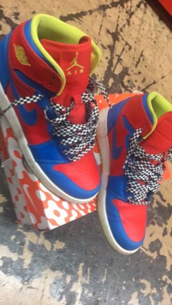 2014 Nike Air Jordan 1 Retro High Racing Pack 705300-615 Size 7Y