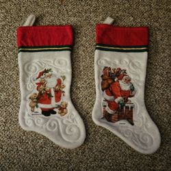 Vintage Morehead And Santa's Best Santa Claus Felt Christmas Stockings