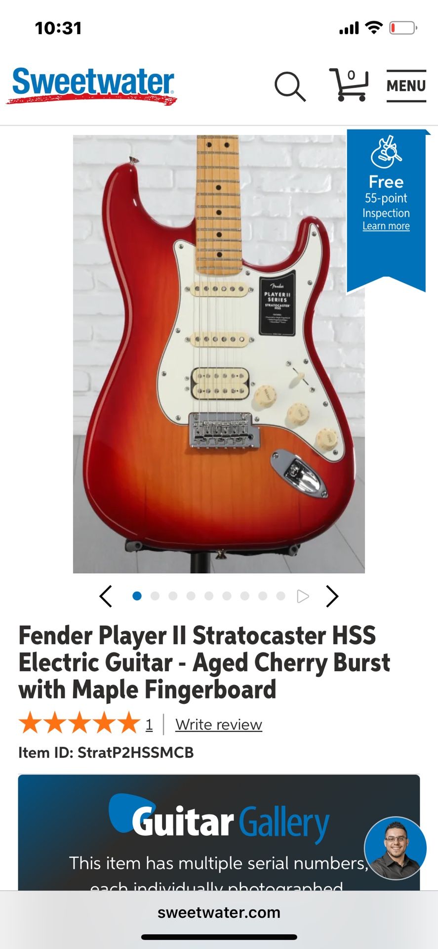 fender player 2 stratocaster HSS electric guitar
