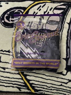 (NEW) Men's size L Eric Emanuel Basic Summer Shorts Black Bolt