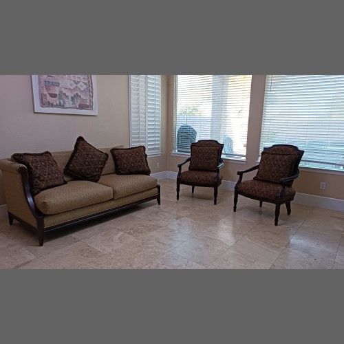 Wood Sofa/Armchair Set
