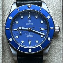 Escudo Ocean Seacrest Azul 39mm Swiss made Automatic 200m Diver Blue Dial $1200