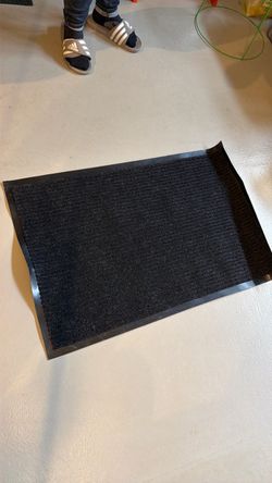 Black Ribbed Door Mat with Rubber Border 36” x 24”