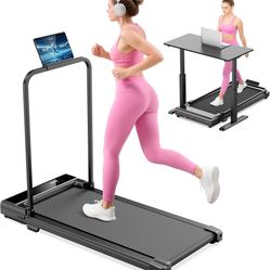 Brand New 3-in-1 Folding Walking Pad Treadmill with Handle Bar – 2.0 HP, Remote Control, Compact Und