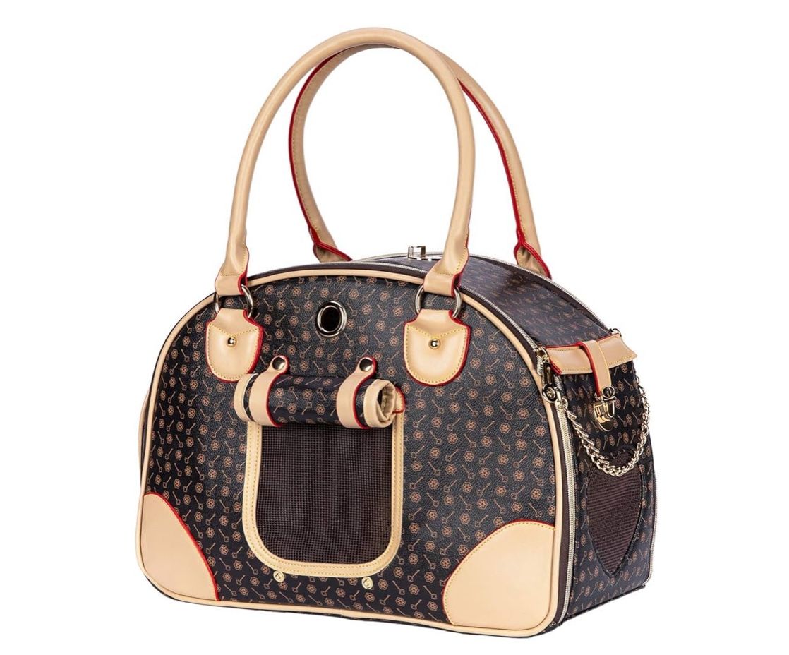 (4444-2) Luxury Pet Carrier, Puppy Small Dog Carrier, Cat Carrier Bag, Waterproof Premium PU Leather Carrying Handbag for Outdoor Travel Walking Hikin