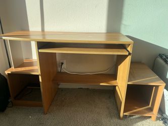 Wooden Desk with Pull Out Surface & Storage