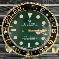 Rol GMT 2 Wall Clock black yellow gold bezel insert and dark green face dial🔥