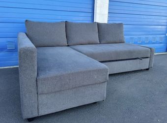 Modern Gray 90” Sleeper Sectional Sofa with Reversible Storage Chaise