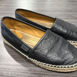 Great condition Gucci Women's Pilar leather GG logo Espadrilles 38.5 US 8.5