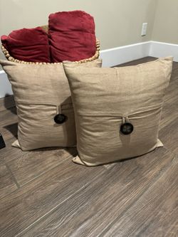 Pottery Barn Button Closure Linen Throw Pillows 