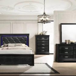 brand new in box! Queen size 7 pieces( Bedframe/Chest/Nightstand/Dresser/ Box Spring/Mattress 13”Mirror/Delivery Available