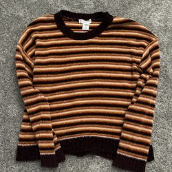 Yarn Striped Orange Cardigan 