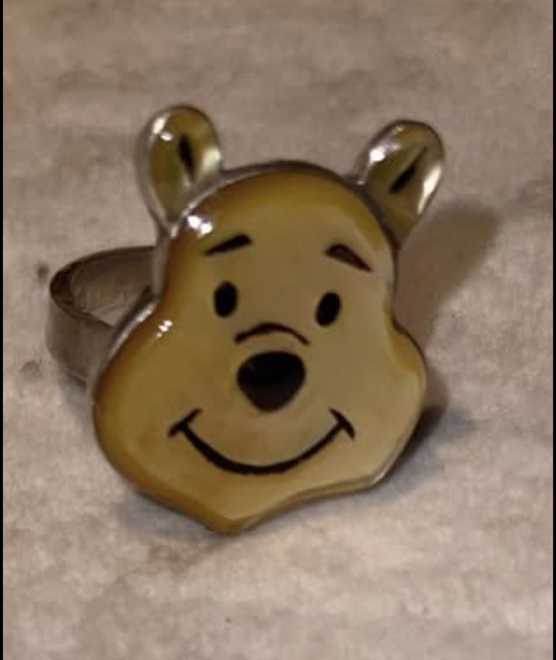“Pooh” Zuni Don Dewa “Winnie The Pooh” 925 Sterling Silver Antique Adjustable Ring.