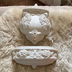 Vintage Ceramic Vines And Spigot Basin Can Plant Flowers In Or Use Artificial Flowers For In Bathroom Or Livingroom 